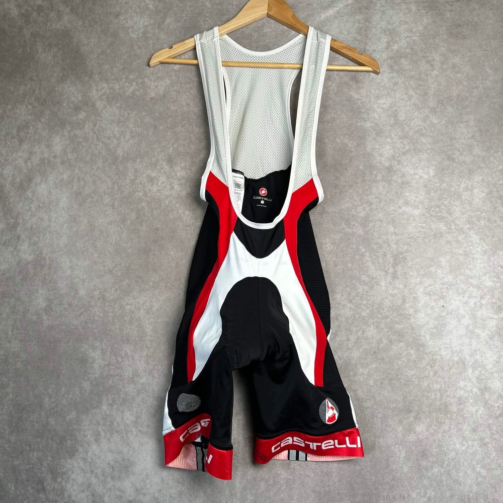 Castelli Mens Cycling Bib Shorts Padded Chamois Black Red White Size Medium